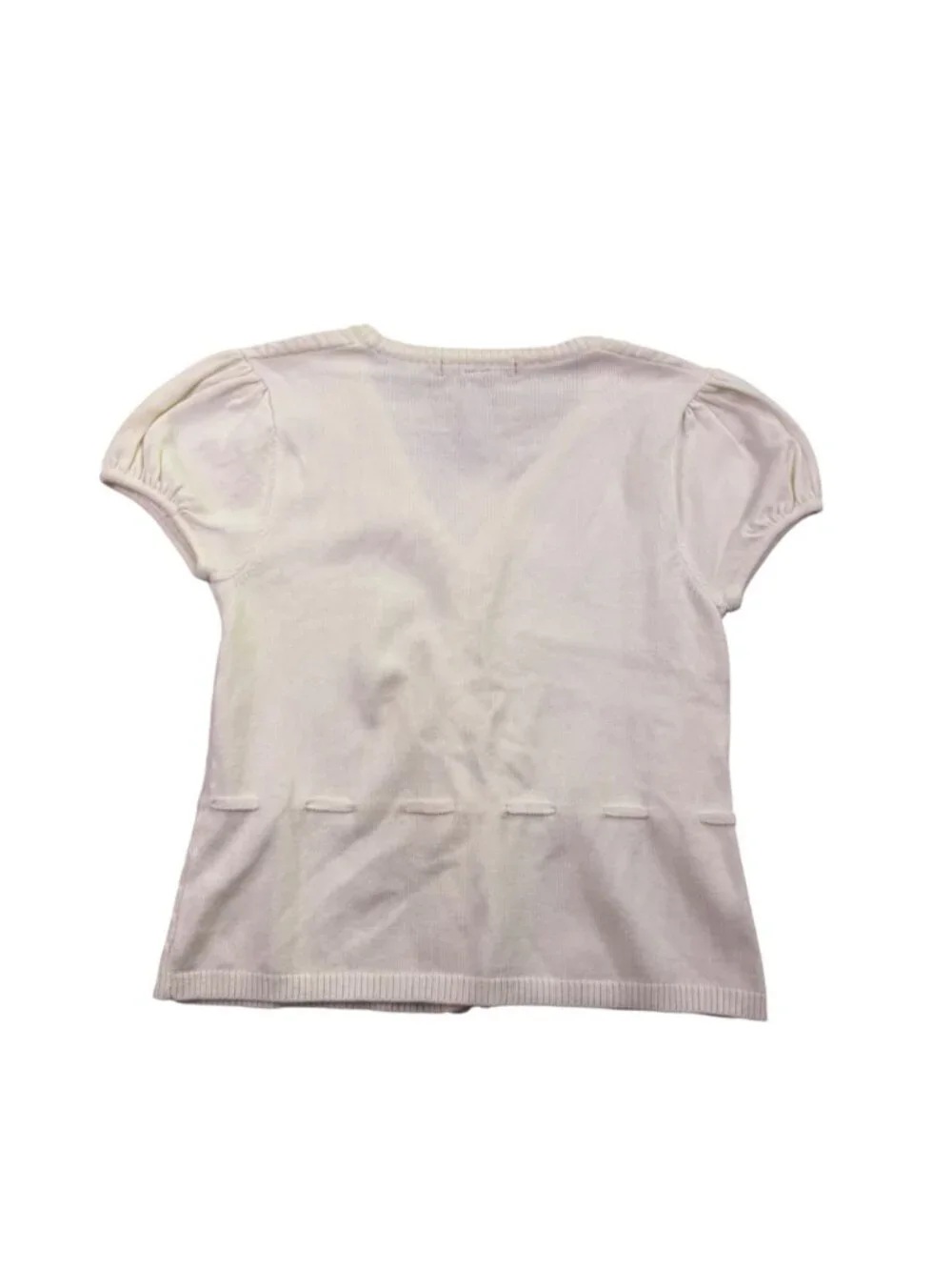 Takeout Girls White Short Sleeve Knit Cardigan Button Front Size L